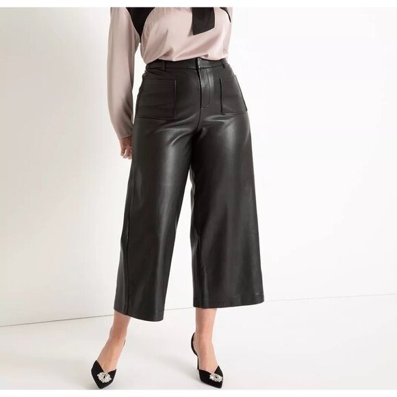 Eloquii crop faux leather pants front pockets size 28 - Picture 1 of 10